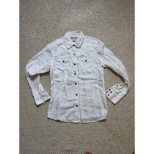 Women's Ariat White Snap Front Button Up Western Shirt. Small